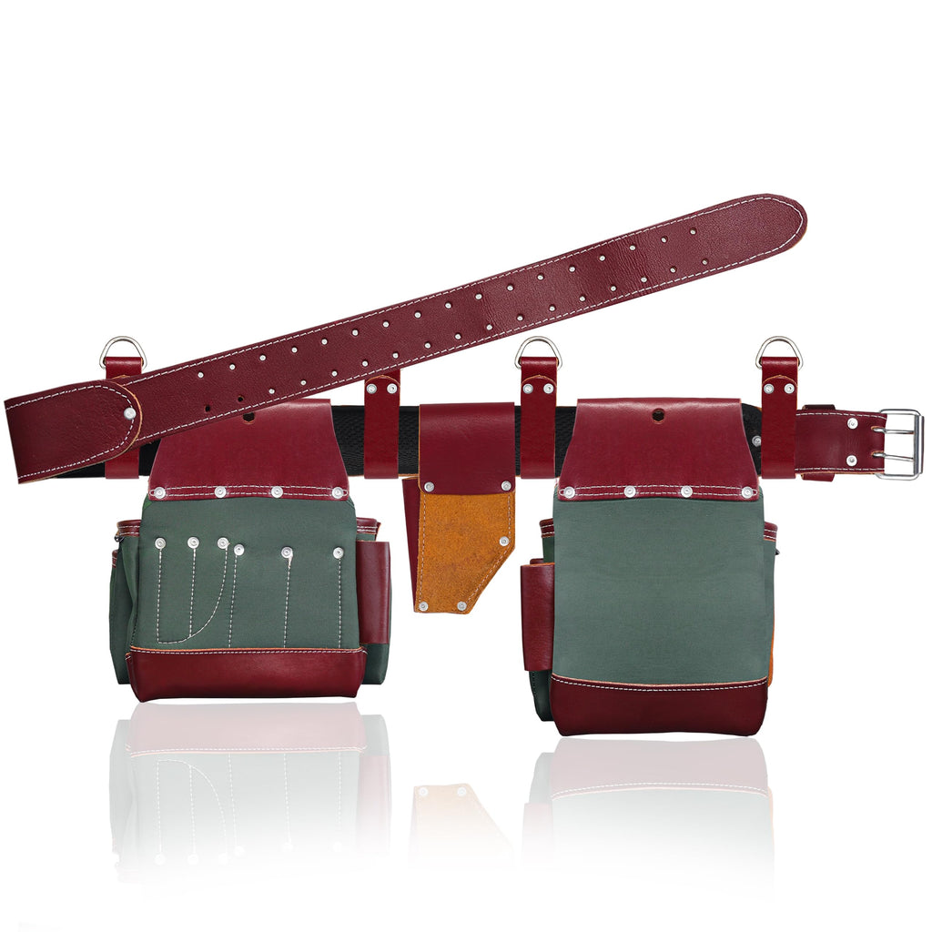 Nylon Grain Leather Carpenter Tool Belt with Padded Belt and Hammer Holder H982680