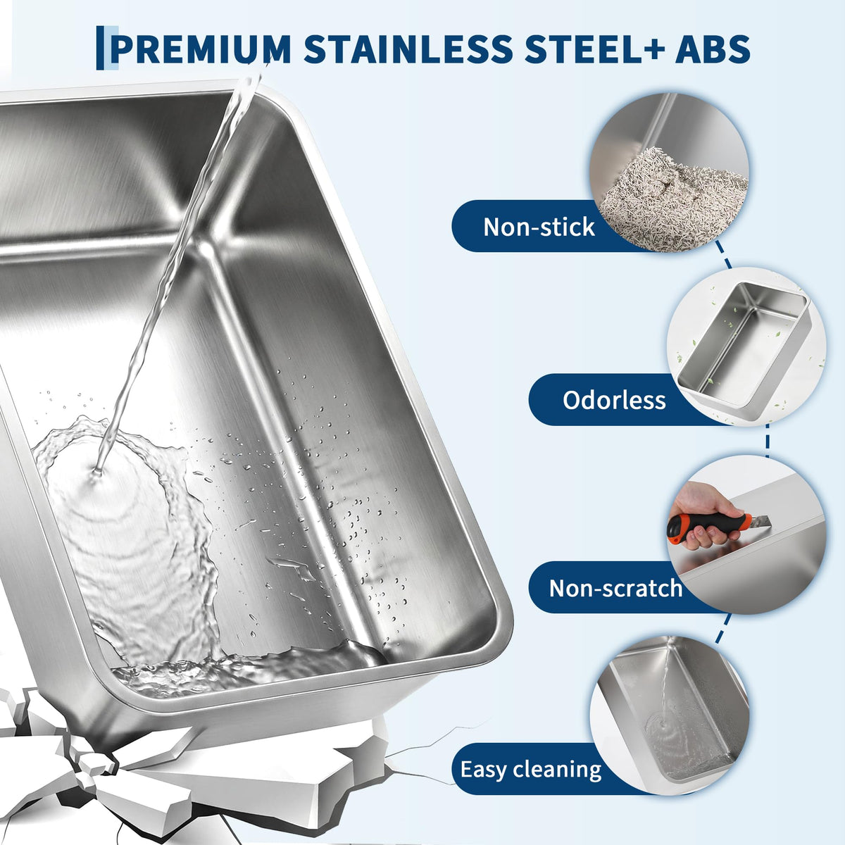 Fully Enclosed Stainless Steel Cat Litter Box with Lid K4995