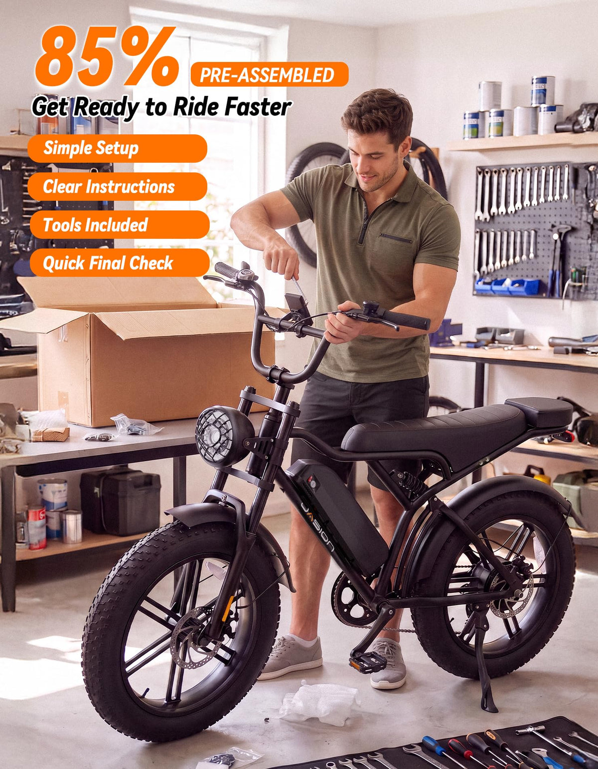 Electric Bike, 2000W Peak, Fat Tire B83729