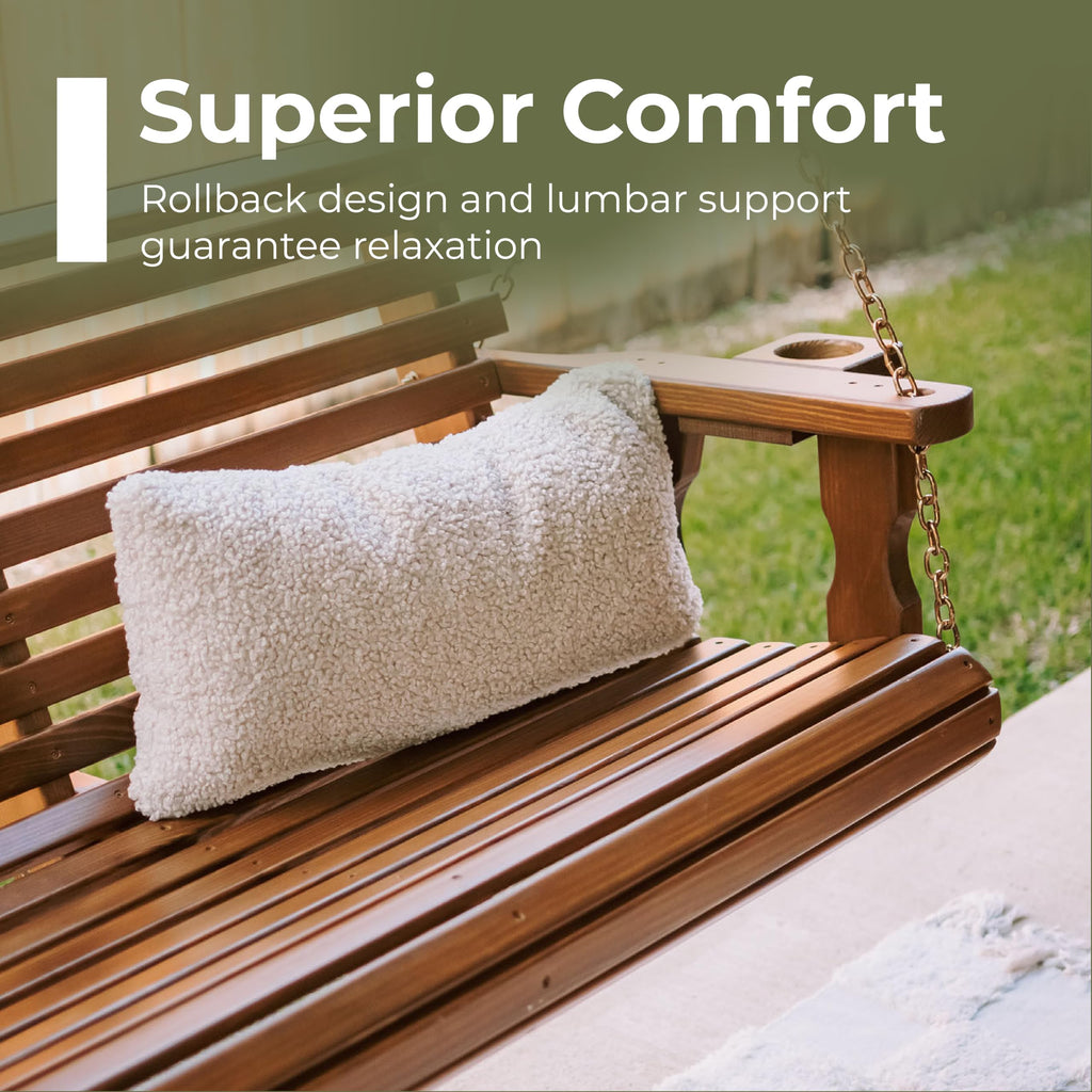 Heavy Duty 700 Lb Capacity Porch Swing with Cup Holders, 5 Foot Q16882