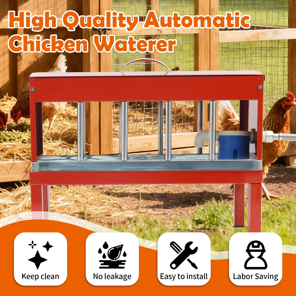 Automatic Stainless Steel Poultry Waterer with Float Valve J4944