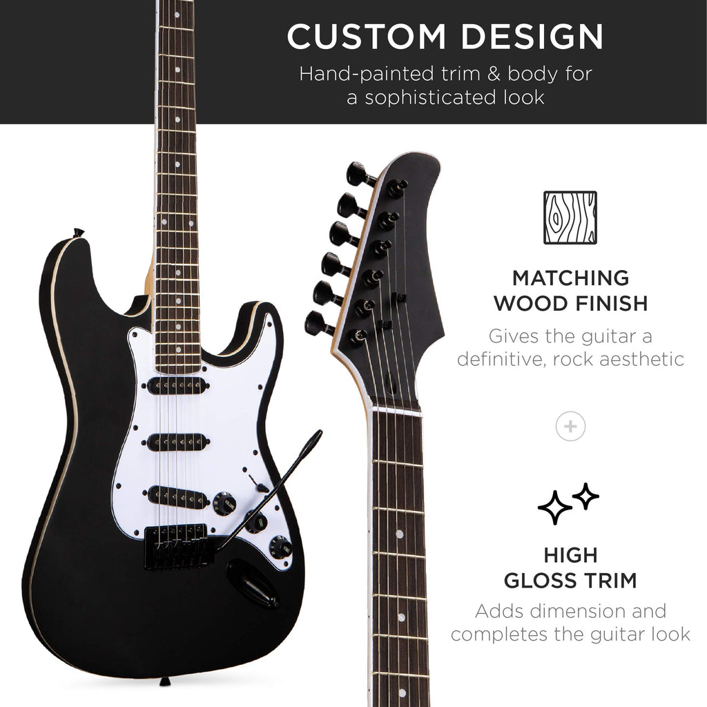 39in Full Size Beginner Electric Guitar Starter Kit with Case, Amp, Strings, Pick - Jet Black Z625814