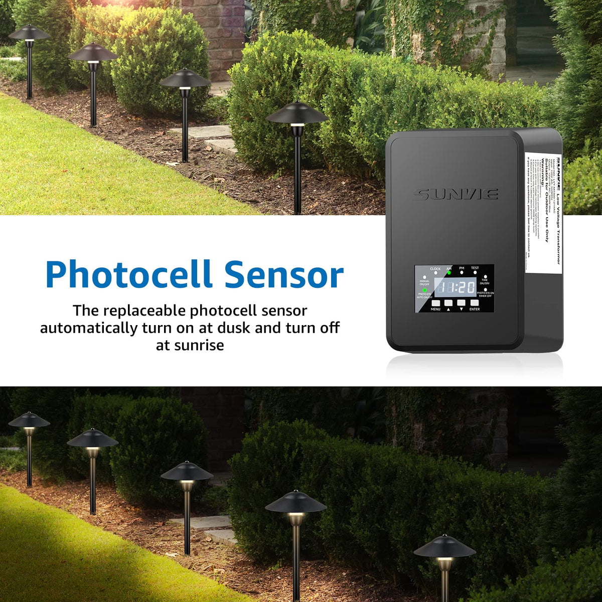 200W Landscape Lighting Transformer with Timer and Photocell Sensor Y4220