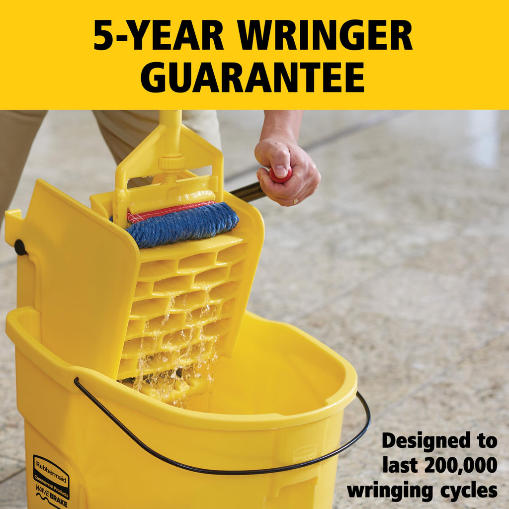 26 Qt. Side-Press Mop Bucket and Wringer Combo on Wheels, Yellow A90494