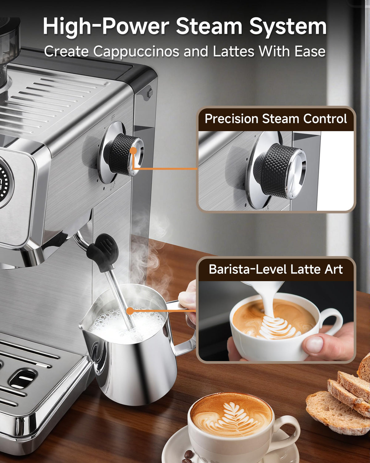 Espresso Machine with Grinder, 20 Bar, Milk Frother Z1246