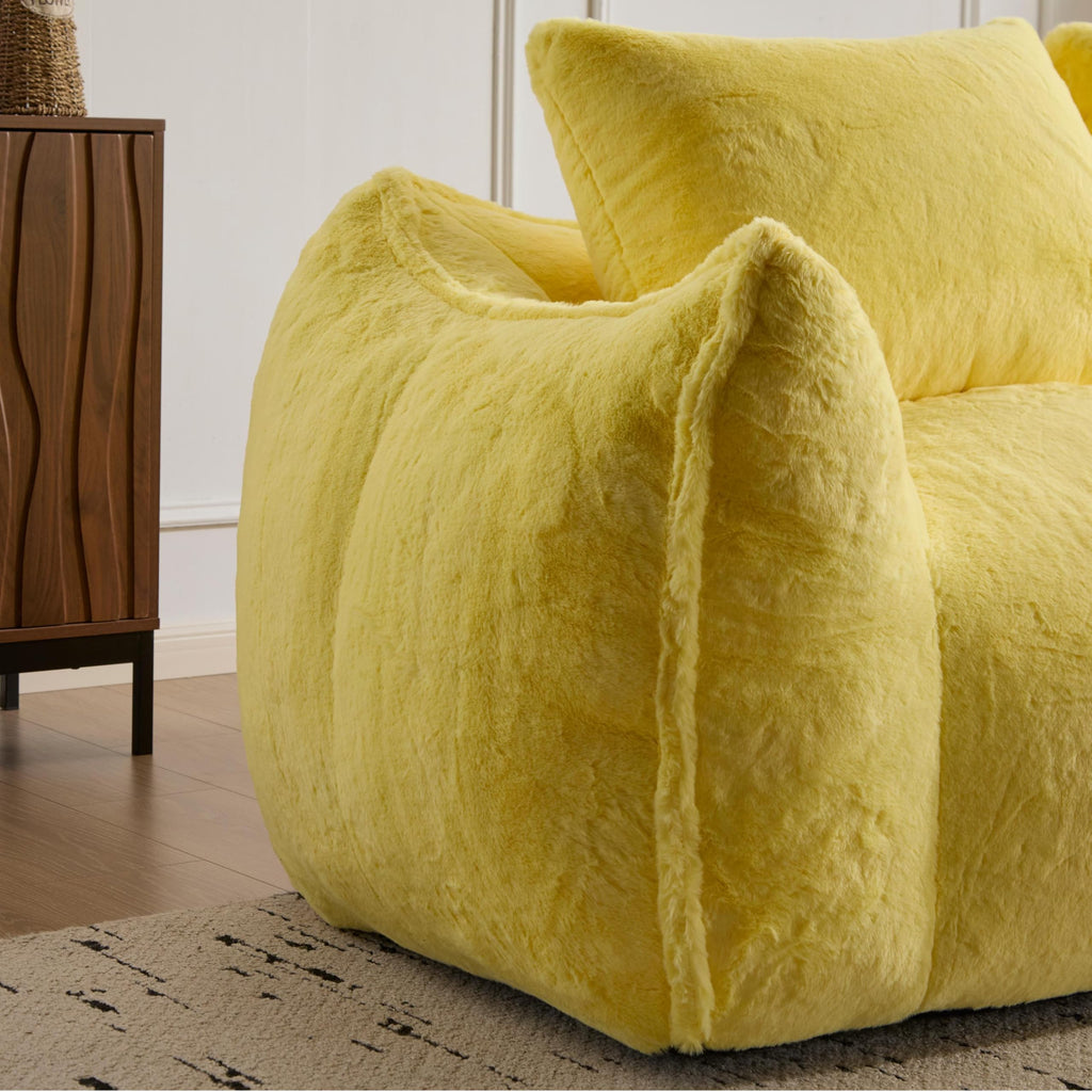 Oversized Ultra Soft Fluffy Faux Fur Bean Bag Chair with Pillows U4419
