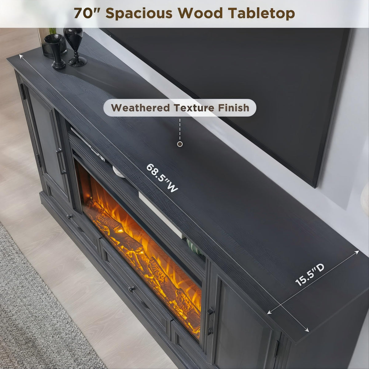 Black Fireplace TV Stand Z13067