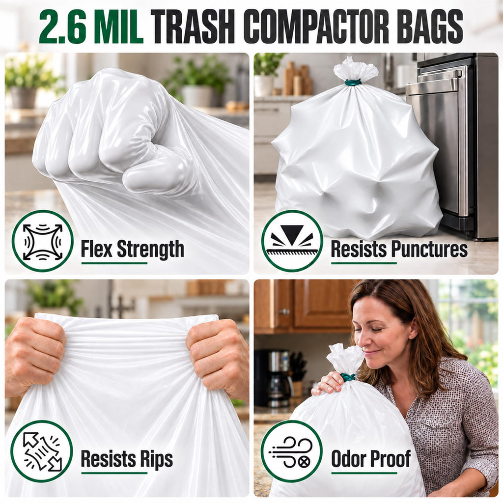 60pack 2.6 Mil 18 Gal Trash Compactor Bags J700