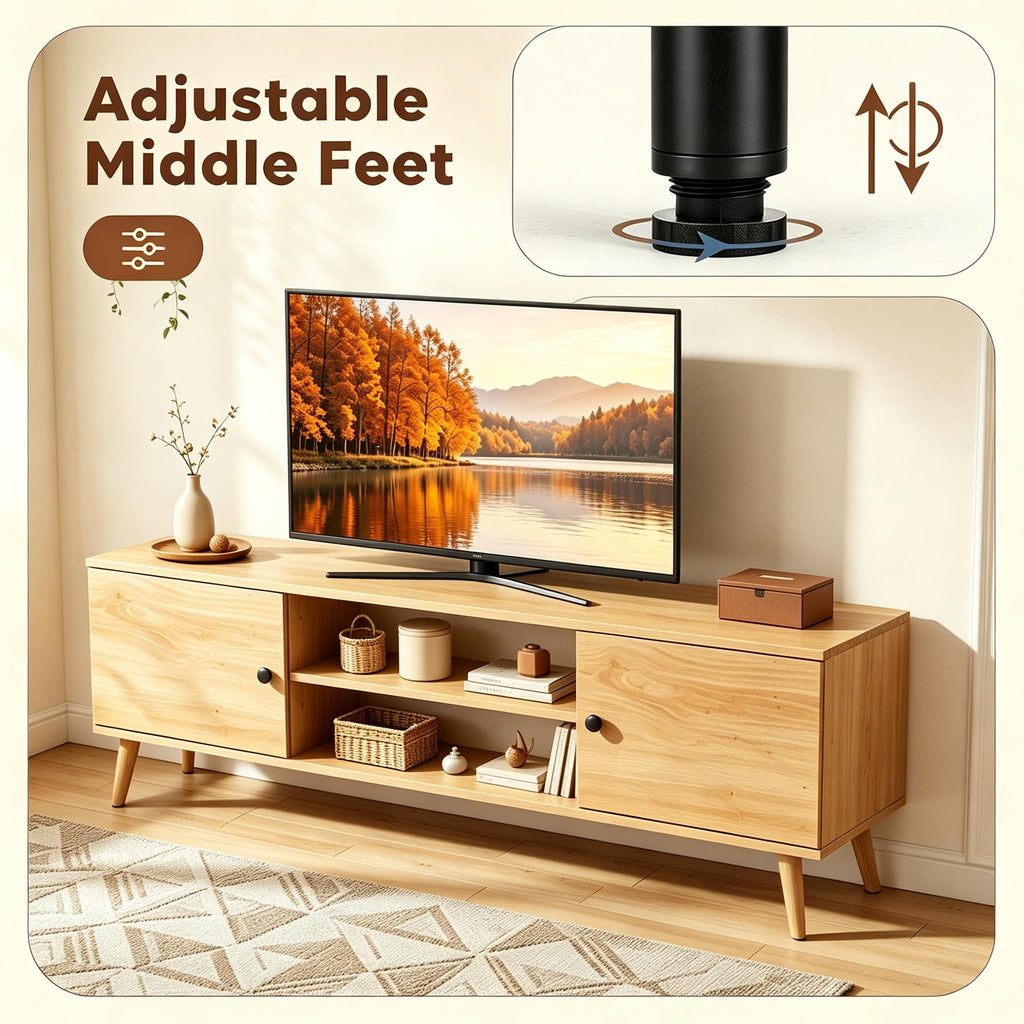 55 60 inch Wood TV Stand with 2 Cabinets J64691