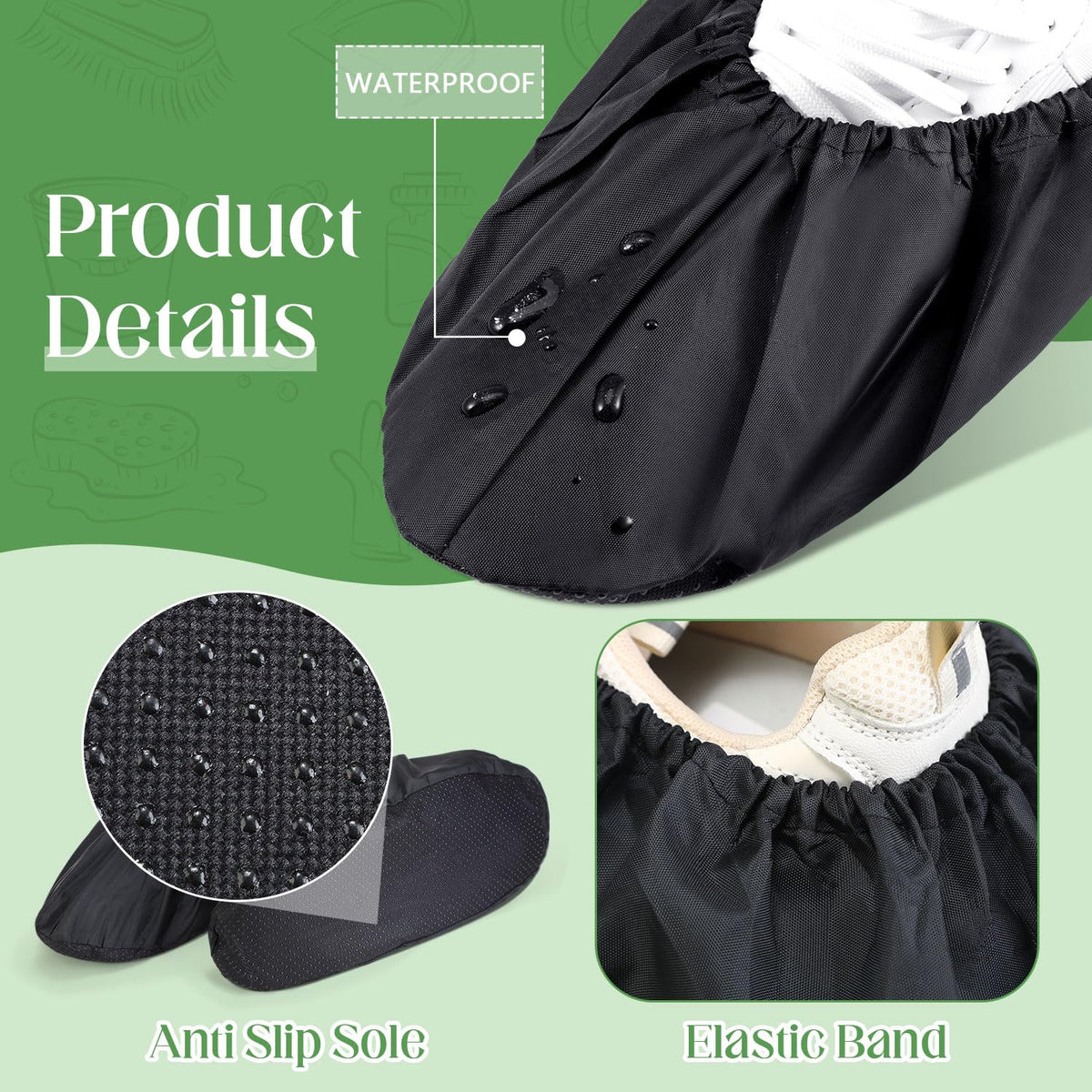8 Pairs Reusable Waterproof Non Slip Shoe Covers X-Large P62577