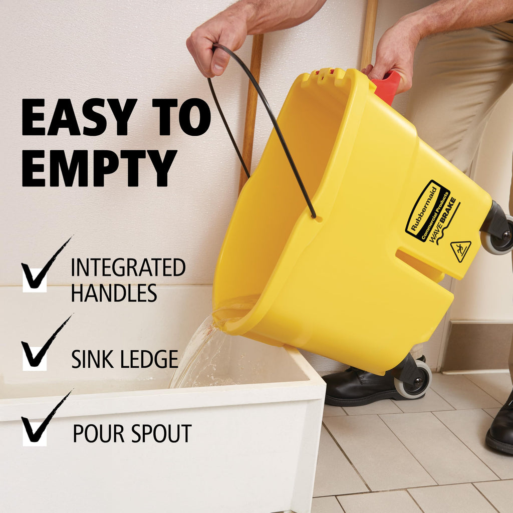 26 Qt. Side-Press Mop Bucket and Wringer Combo on Wheels, Yellow A90494