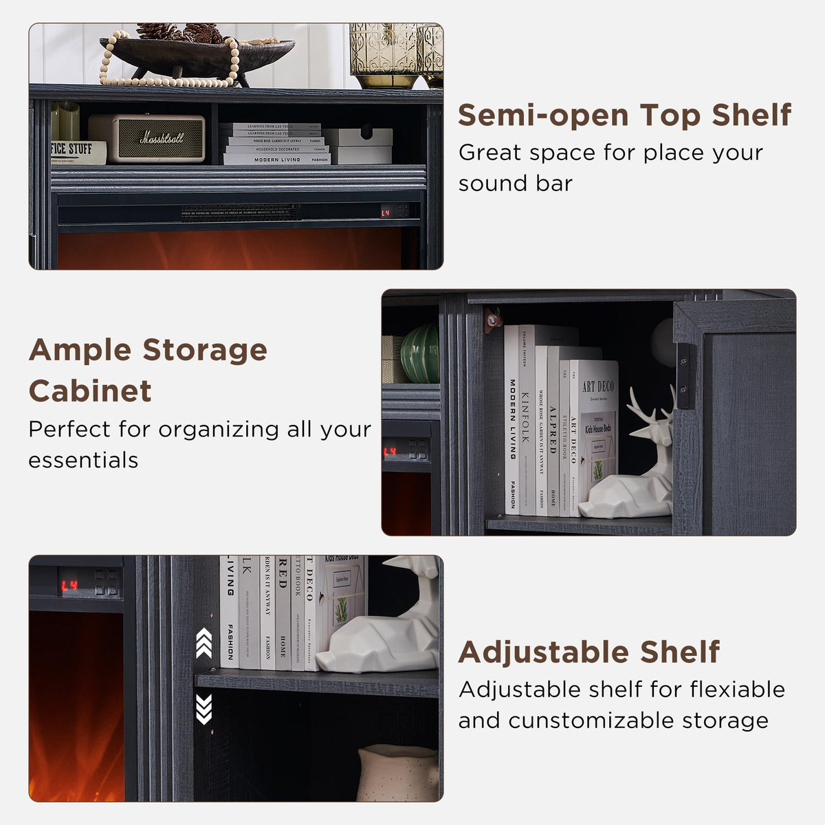 Black Fireplace TV Stand Z13067