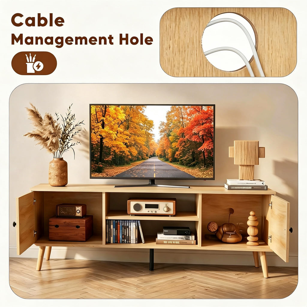 55 60 inch Wood TV Stand with 2 Cabinets J64691