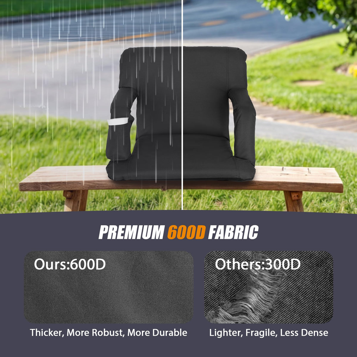 20.5"/25" Wide Padded Stadium Seat with Back Support J461