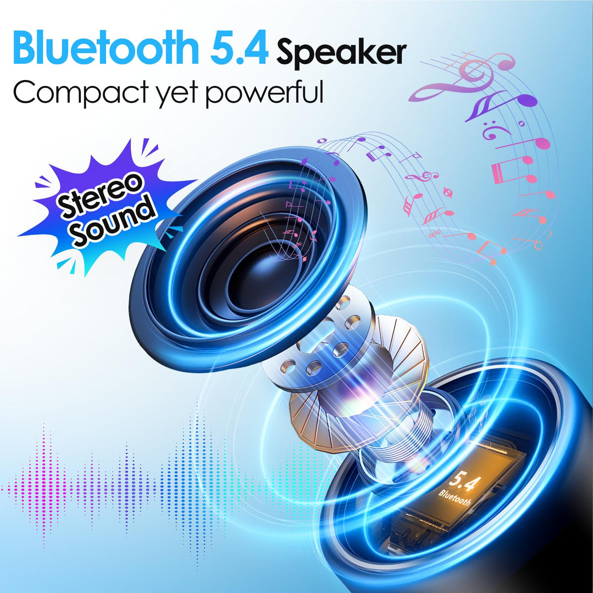 Portable Bluetooth Speaker with Noise Reduction Mic, Black Q54383