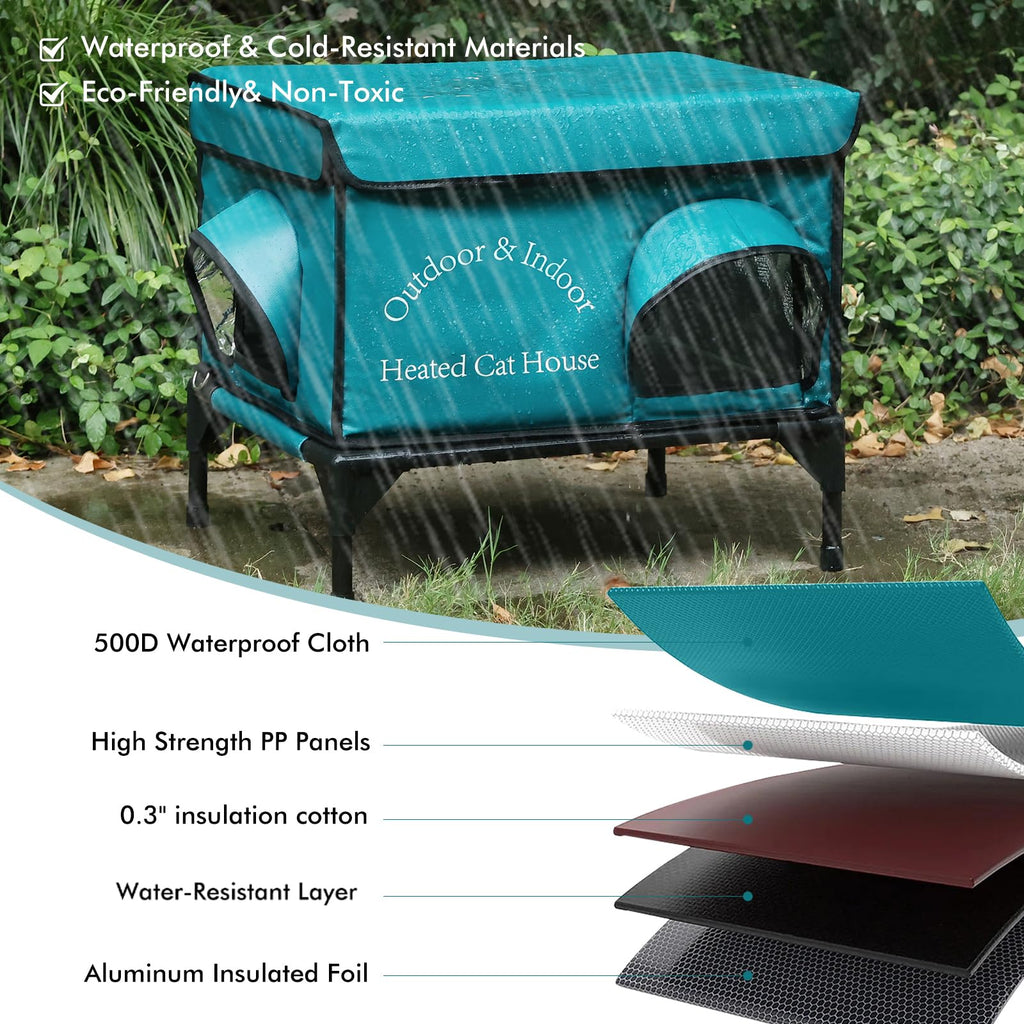 Insulated Heated Cat House with Heating Pad P292