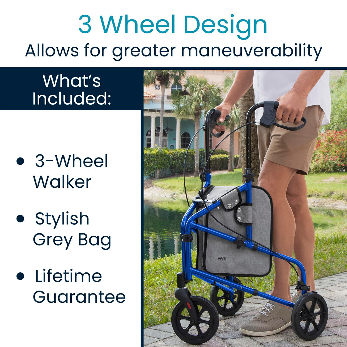 3 Wheel Foldable Walker T2194