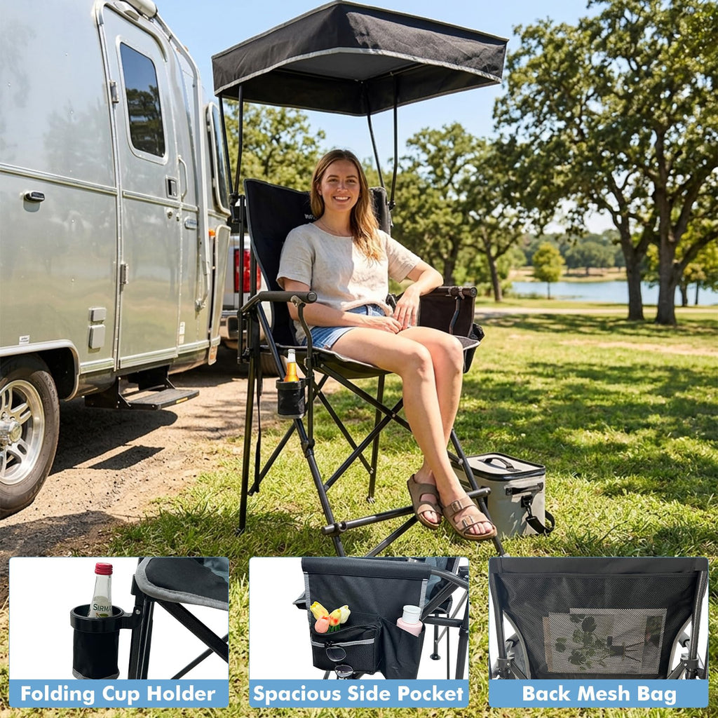 Oversized Folding Director Chair with Canopy and Footrest A4926