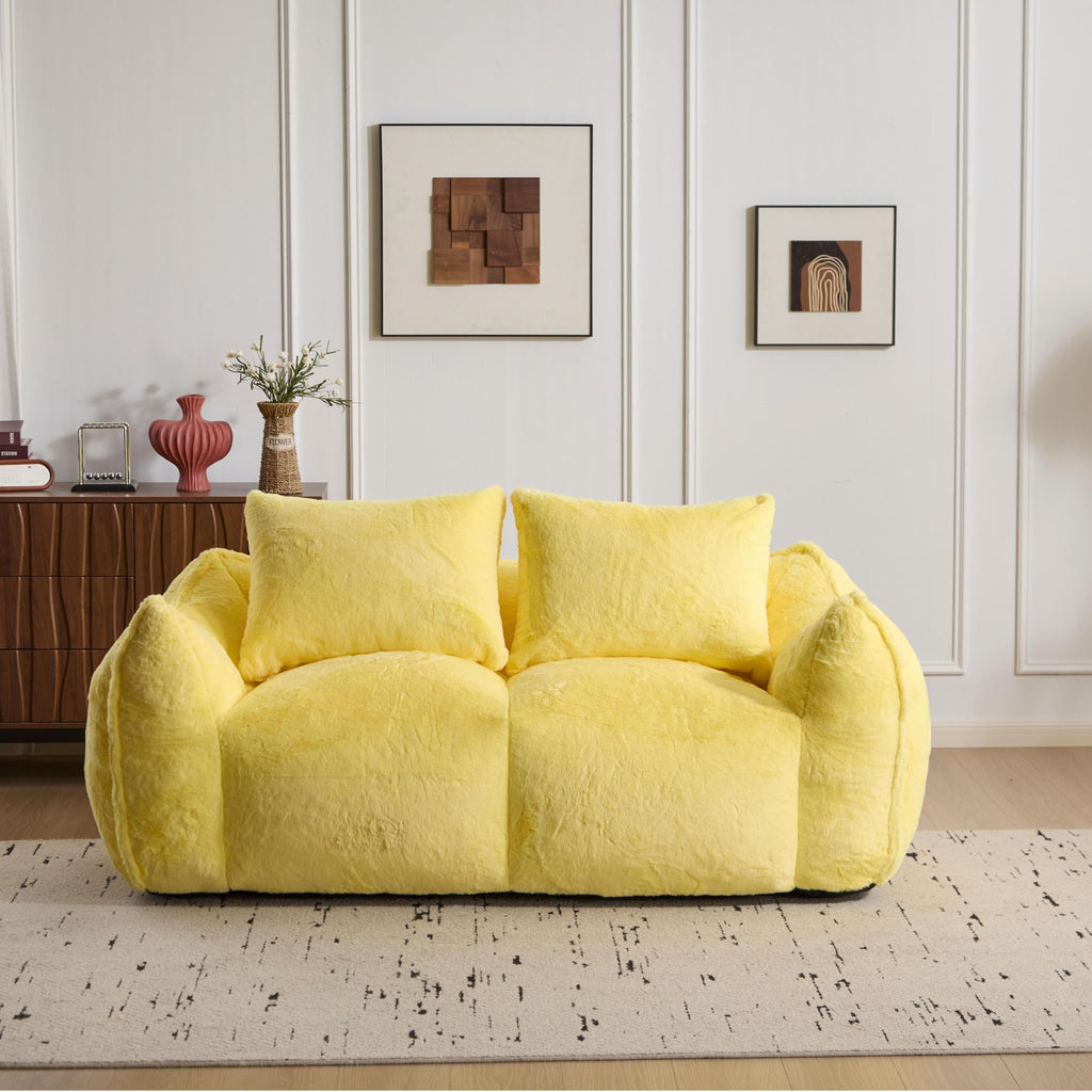 Oversized Ultra Soft Fluffy Faux Fur Bean Bag Chair with Pillows U4419