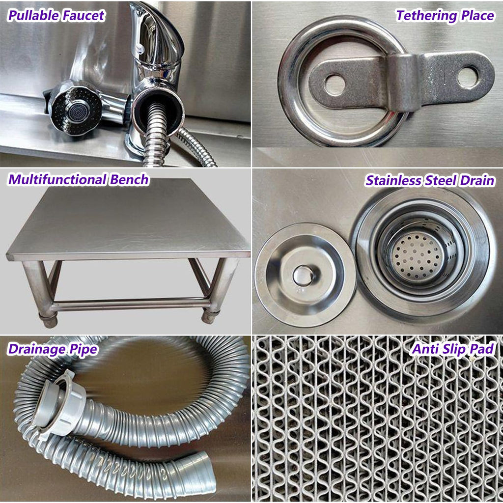 53'' Stainless Steel Pet Grooming Tub with Walk-in Stairs N60058