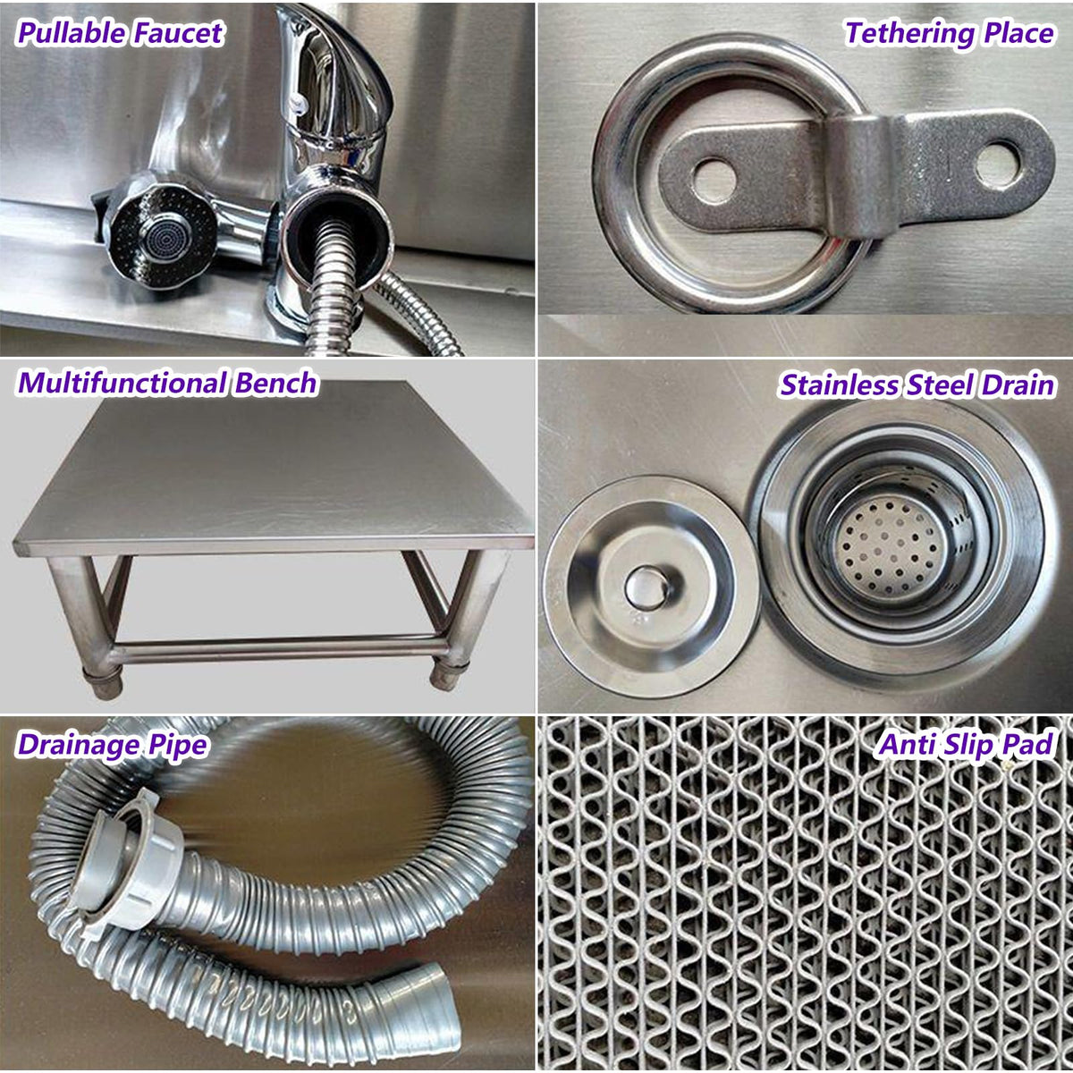 53'' Stainless Steel Pet Grooming Tub with Walk-in Stairs N60058
