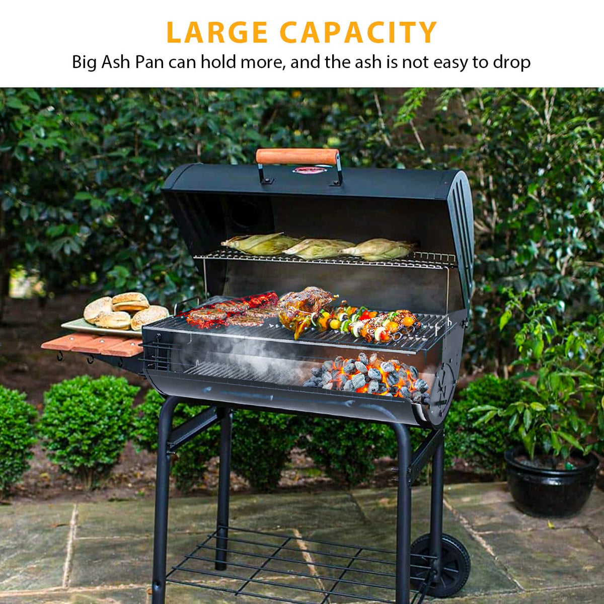 27 inch Charcoal Ash Pan Replacement with 2pcs Grate Hanger J844