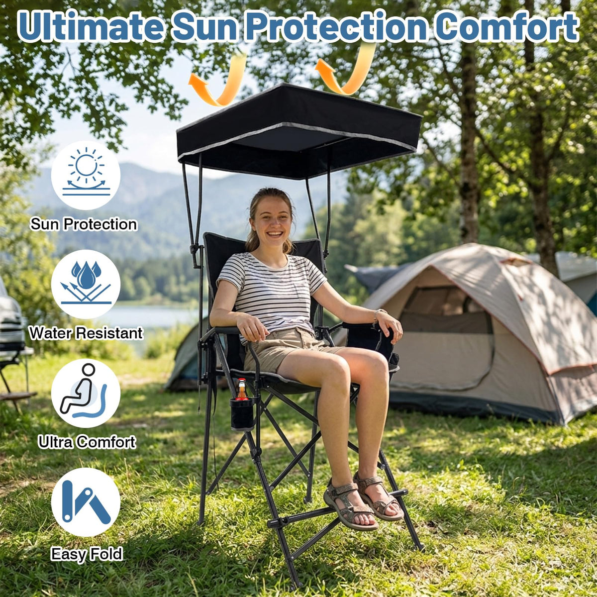 Oversized Folding Director Chair with Canopy and Footrest A4926