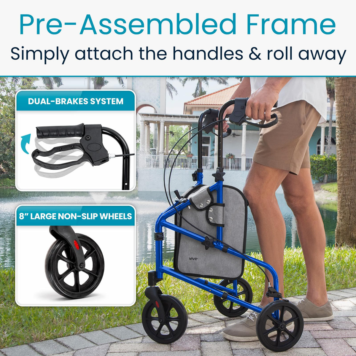 3 Wheel Foldable Walker T2194