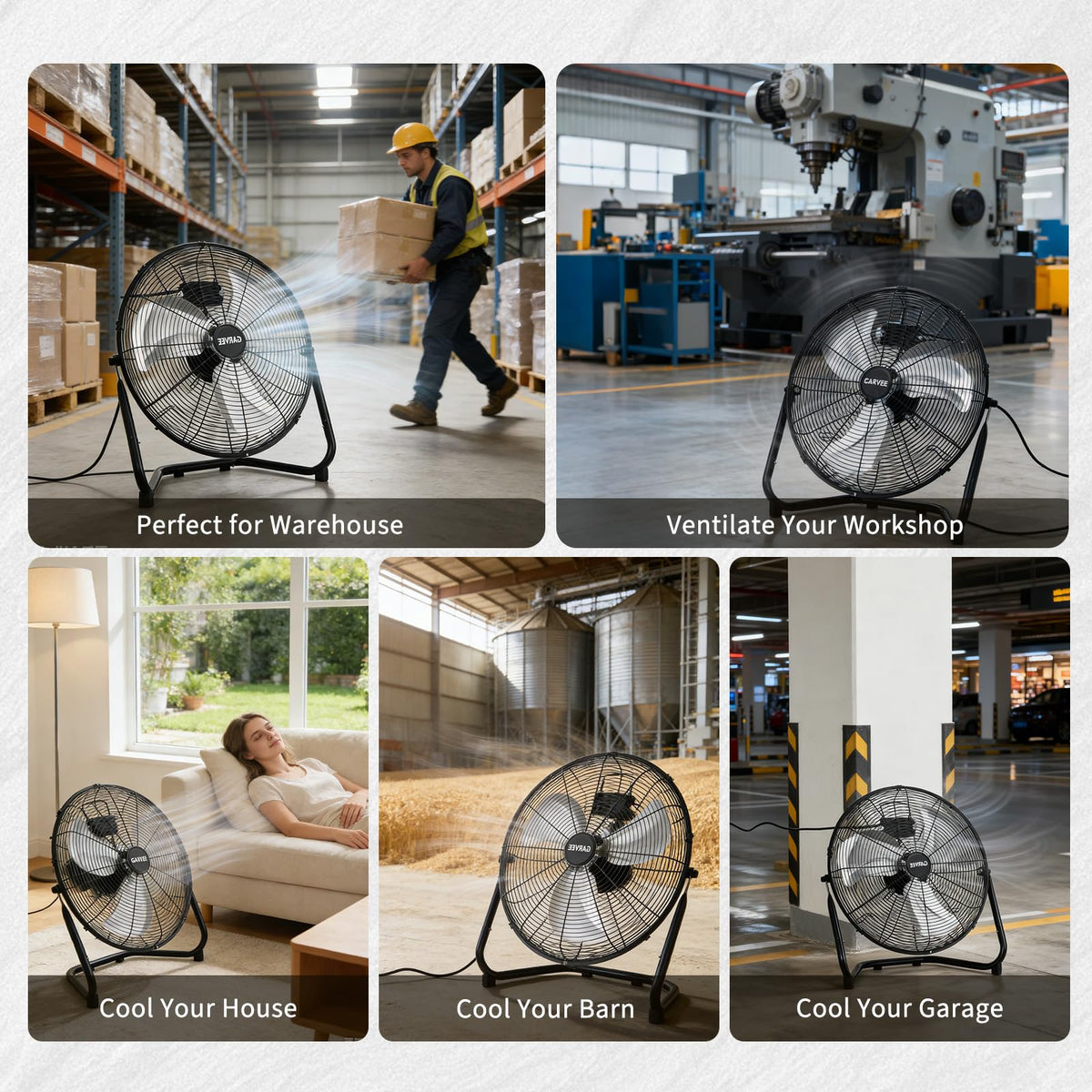 20 Inch 3 Speeds High Velocity Metal Floor Fan T1064