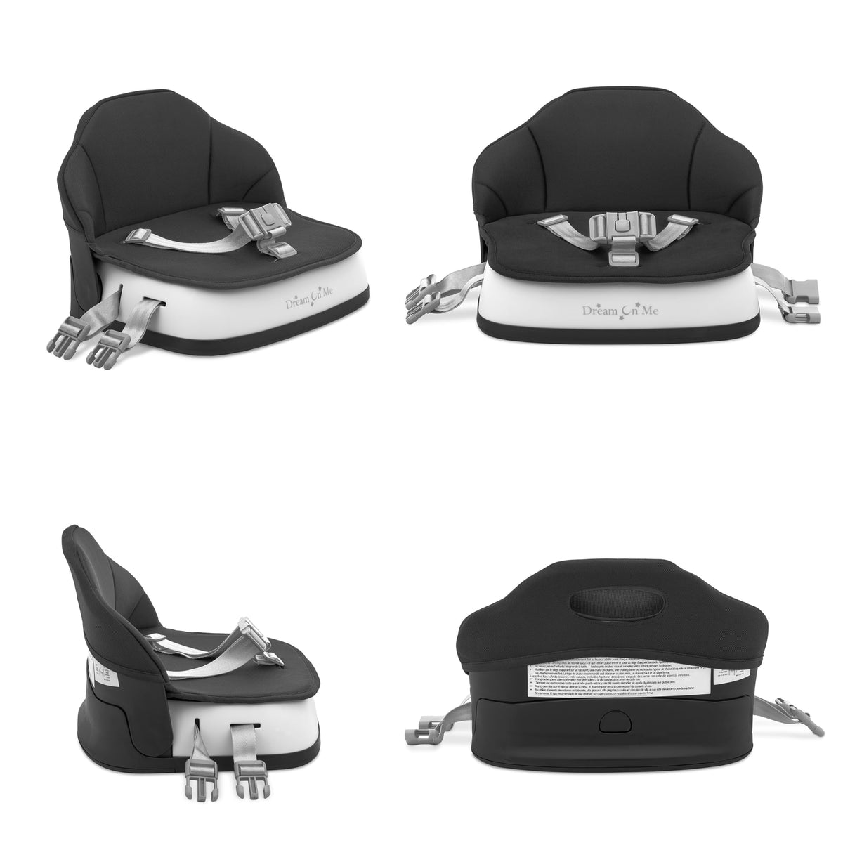Portable Baby Booster Seat with 3-Point Harness & 2 Fixing Belts, Black F84089