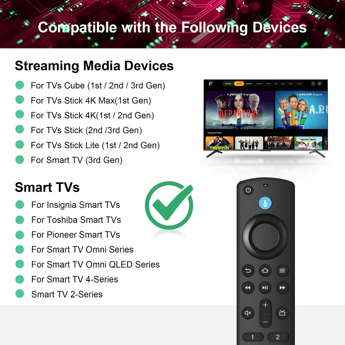 Replacement Fire Stick Remote with Power Volume Buttons Voice Search Z1536