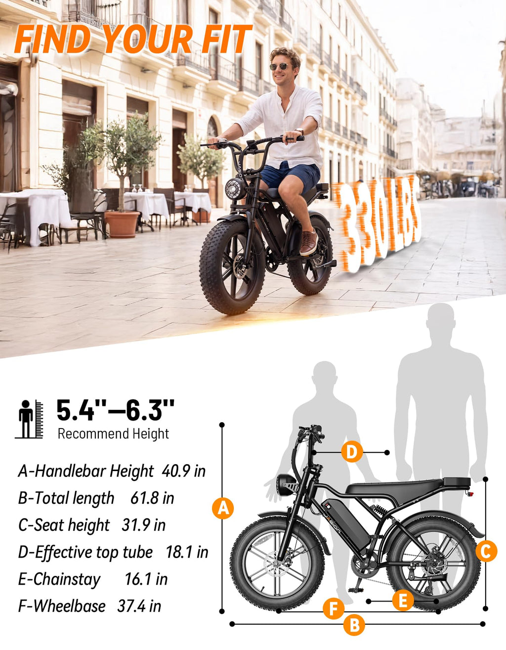 Electric Bike, 2000W Peak, Fat Tire B83729