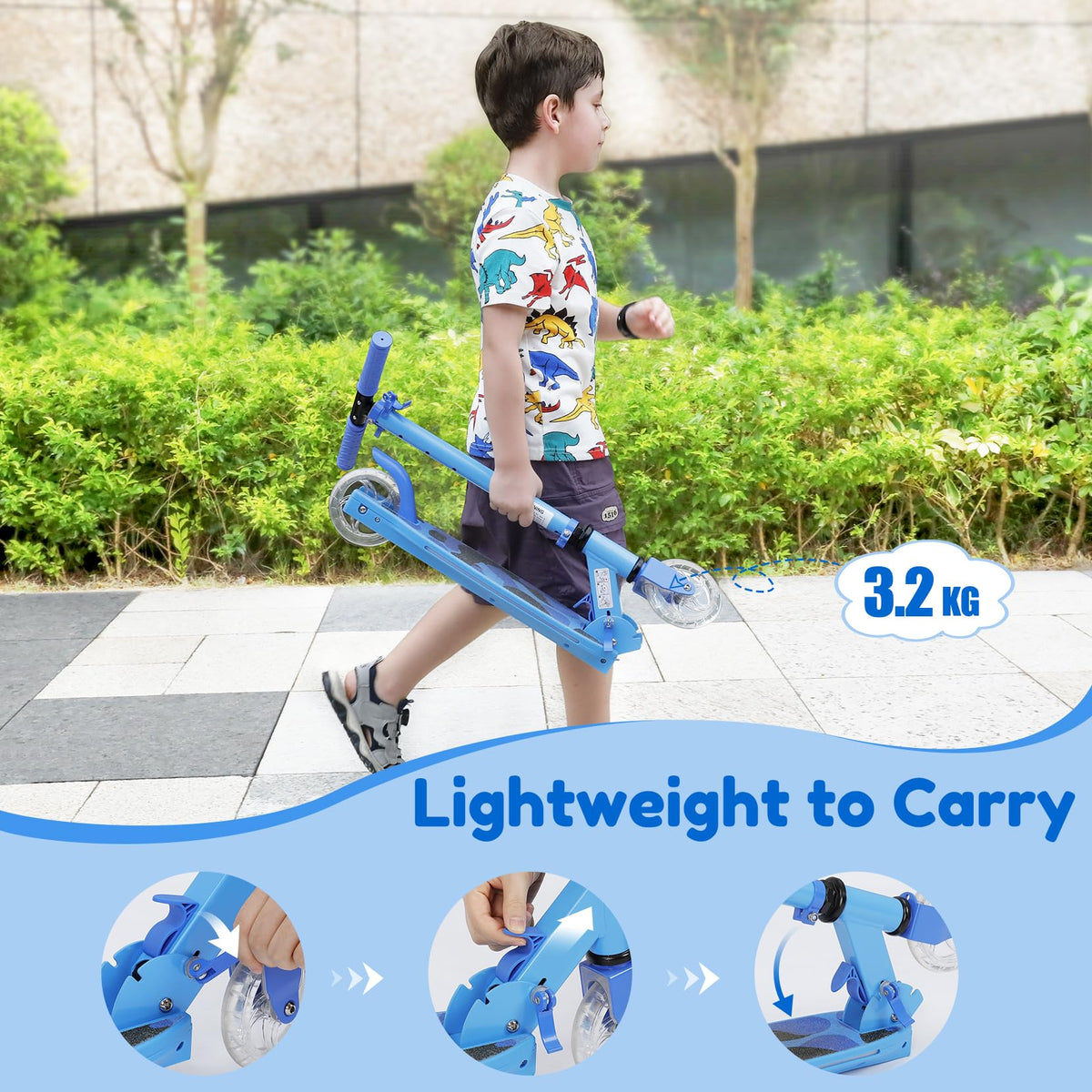 2 Wheel Adjustable Height Foldable Lightweight Kick Scooter A7515