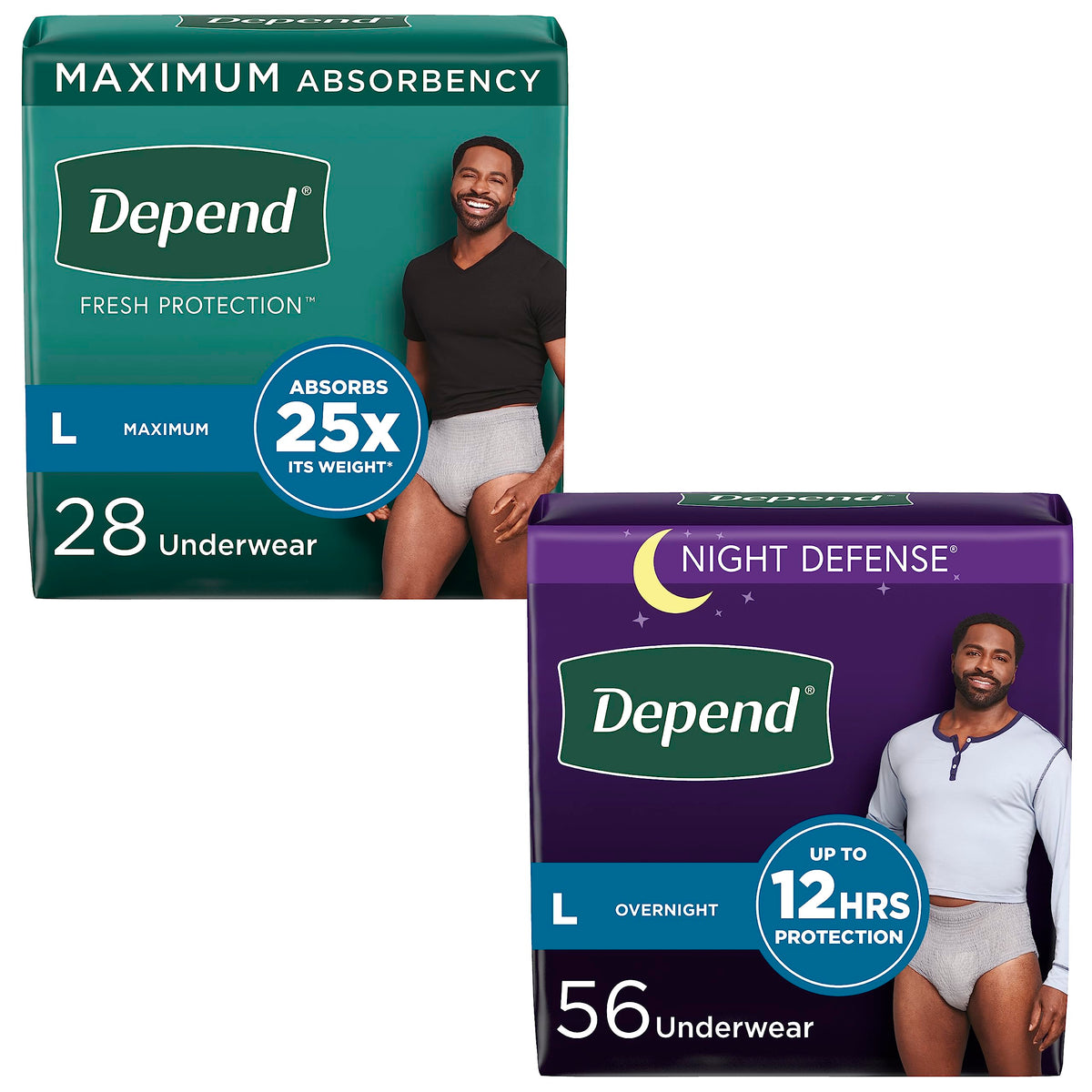 Adult Incontinence Underwear Bundle: Maximum Large Grey 28 Count and Overnight Large Grey 56 Count W575
