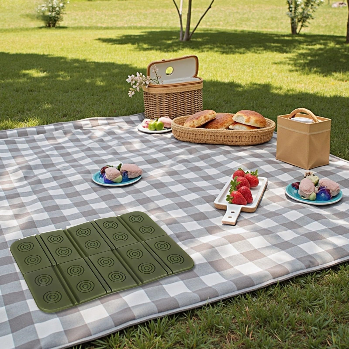 2 Pcs Folding Waterproof Foam Camping Mat Seat Cushion J4971
