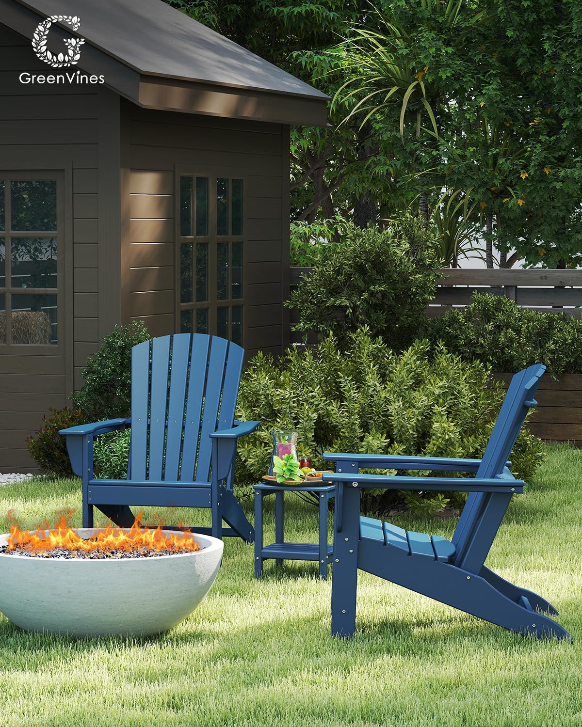 Oversized Adirondack Chairs Set of 2 HDPE All Weather Blue E61770