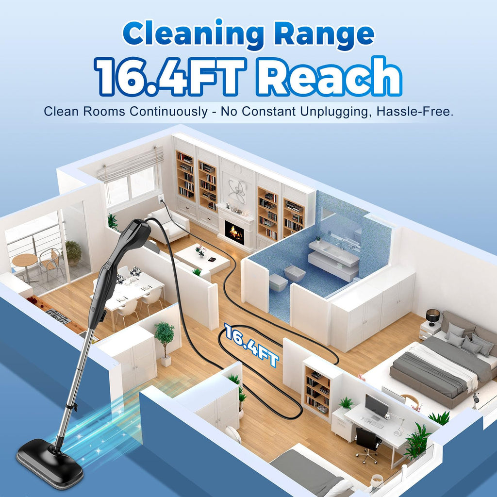 Heavy Duty Detachable Steam Mop Cleaner with 17 Accessories I99423