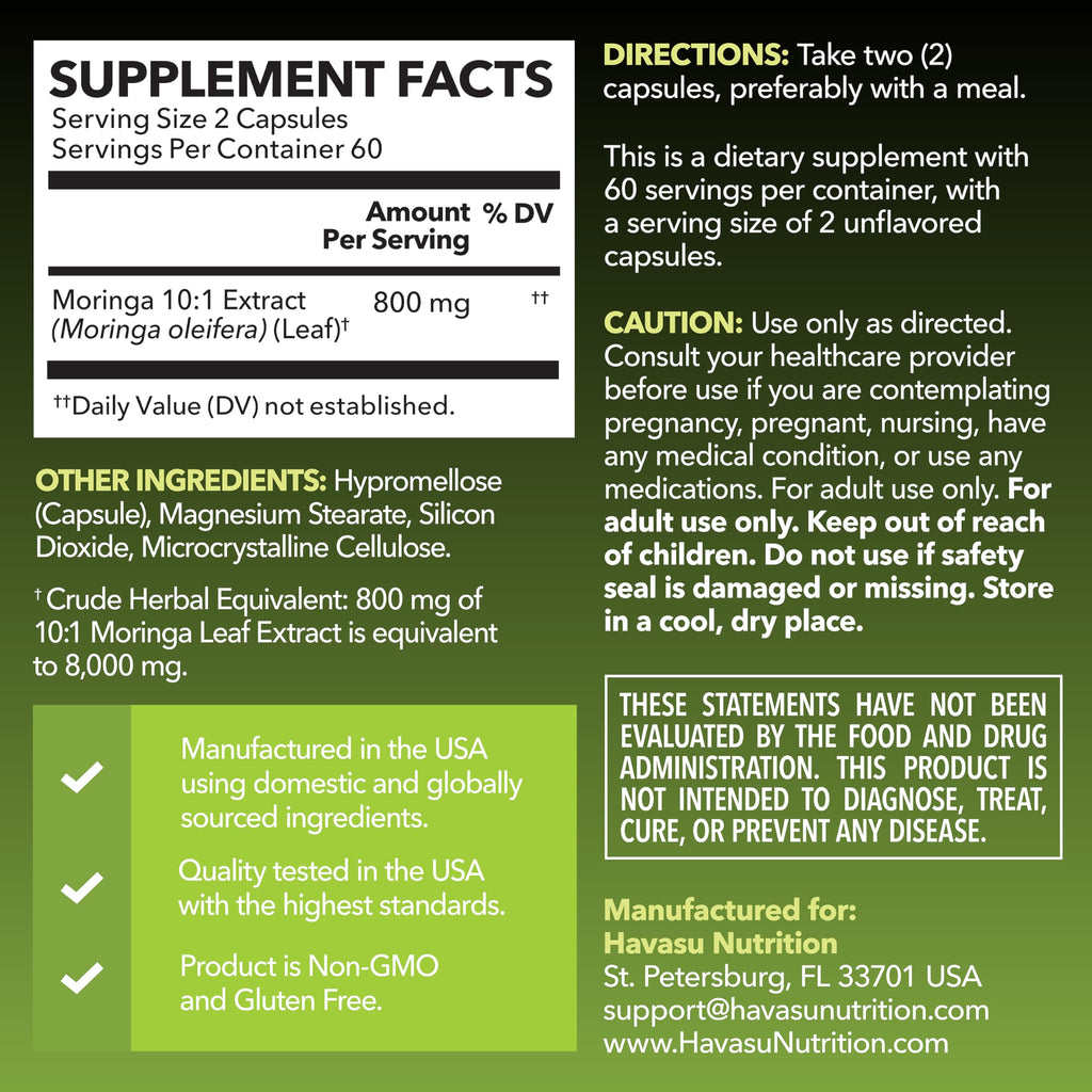 Moringa Capsules 800mg 120 Count W426501