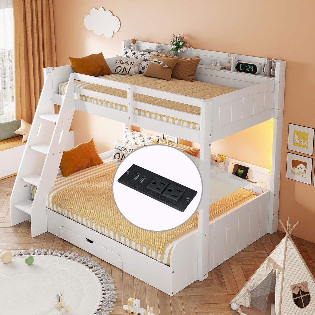 Twin Over Full Bunk Bed with Storage Shelves W95151