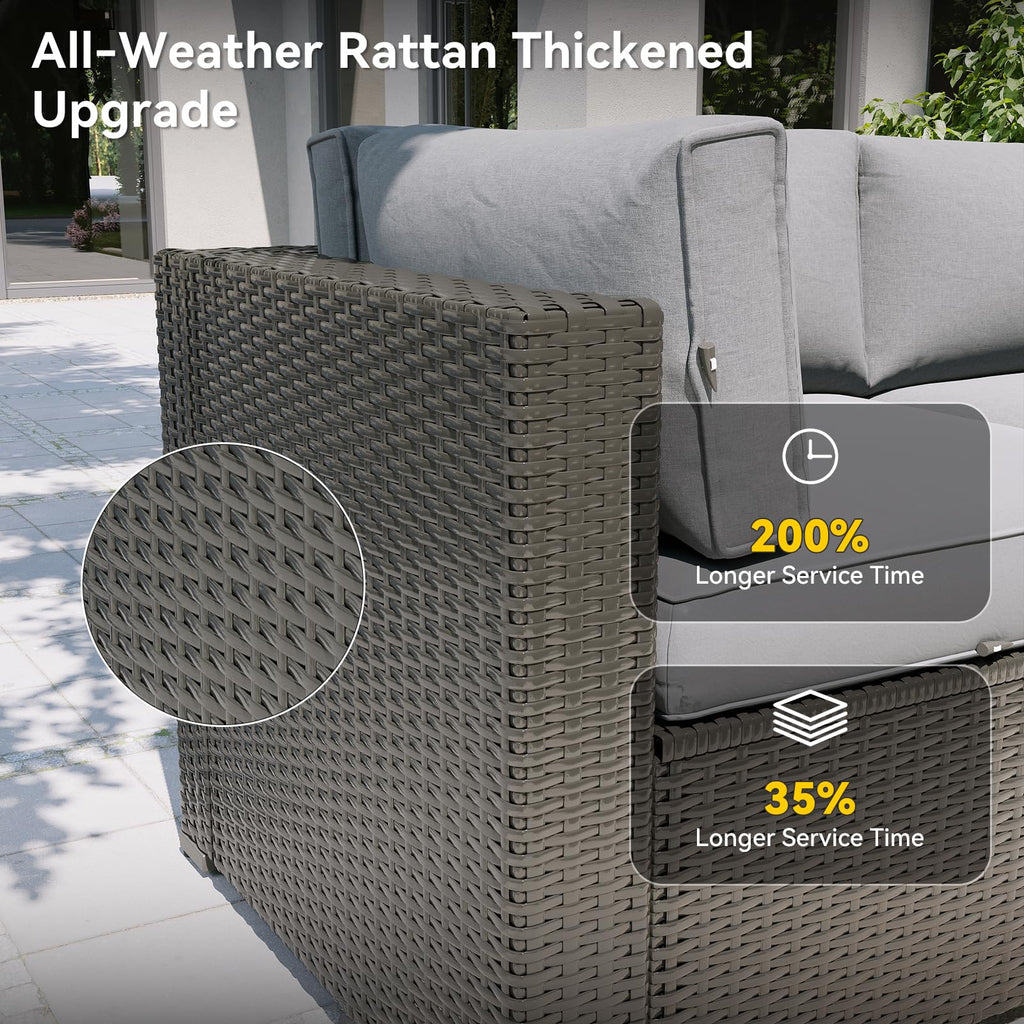 7 Piece Wicker Rattan Outdoor Sectional Sofa Set N923