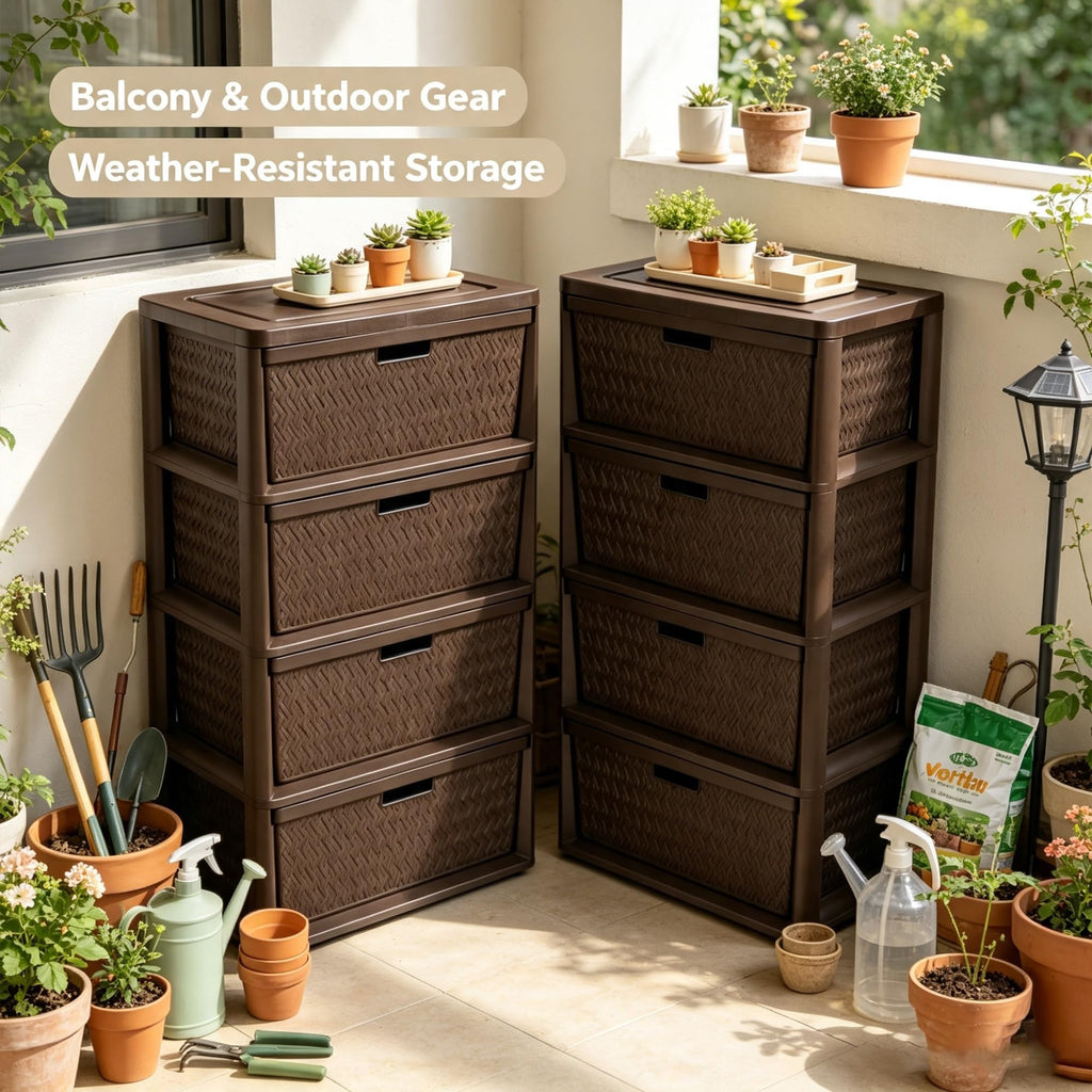 2 Pack Wide 4 Drawer Plastic Storage Tower Z442115