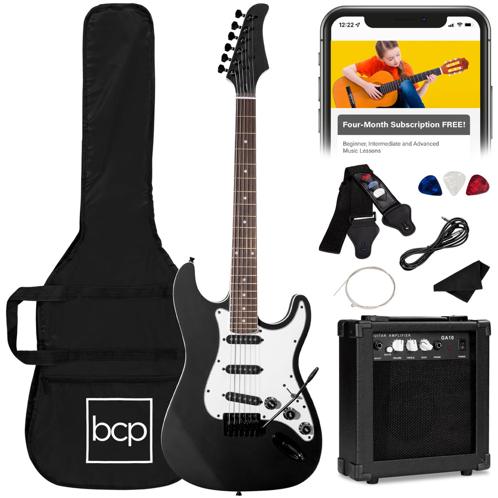 39in Full Size Beginner Electric Guitar Starter Kit with Case, Amp, Strings, Pick - Jet Black Z625814
