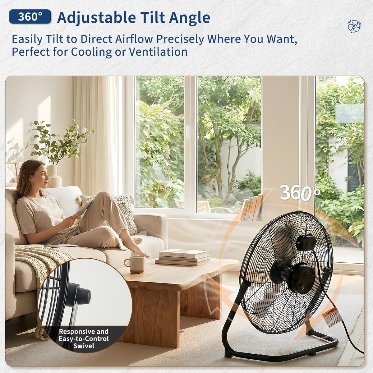 20 Inch 3 Speeds High Velocity Metal Floor Fan T1064