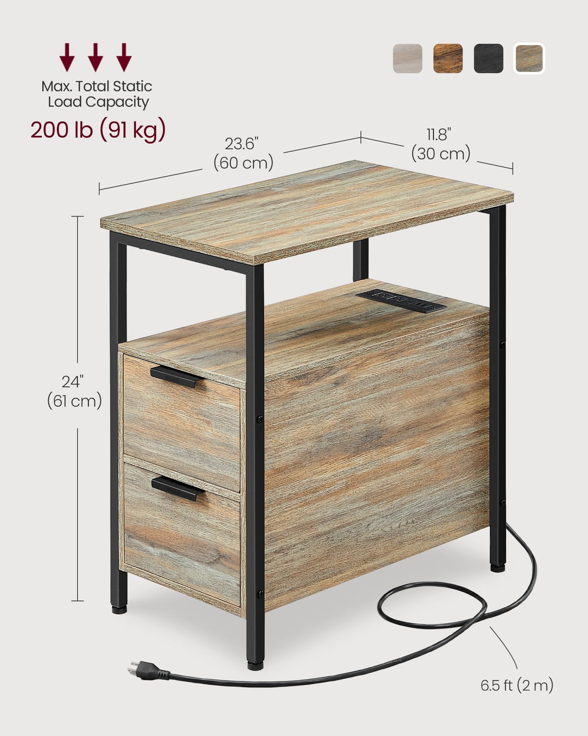 Side End Table with Charging Station P690