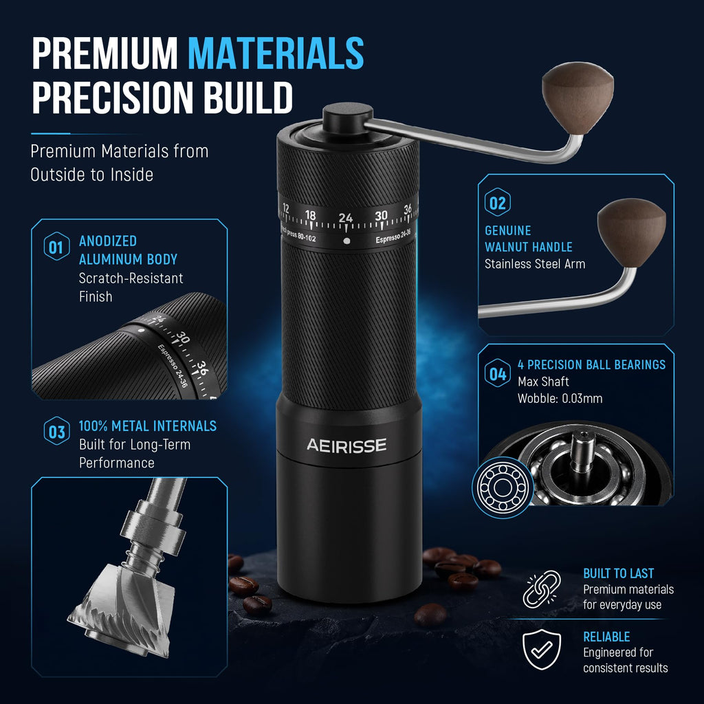 Manual 72-Click Conical Burr Stainless Steel Coffee Grinder A484633