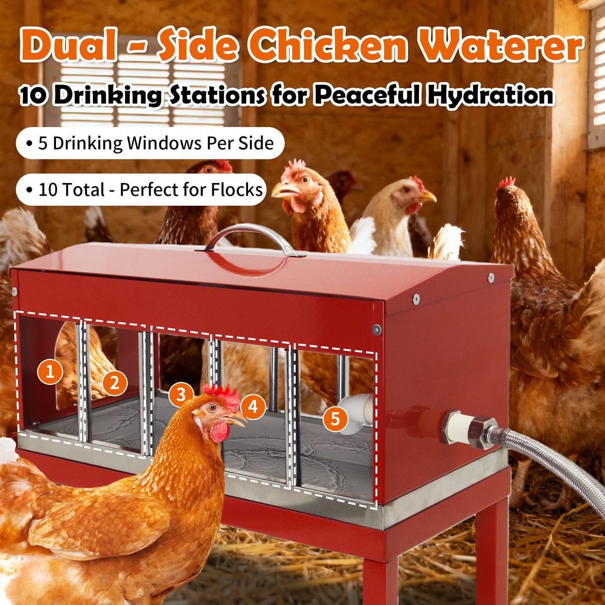 Automatic Stainless Steel Poultry Waterer with Float Valve J4944