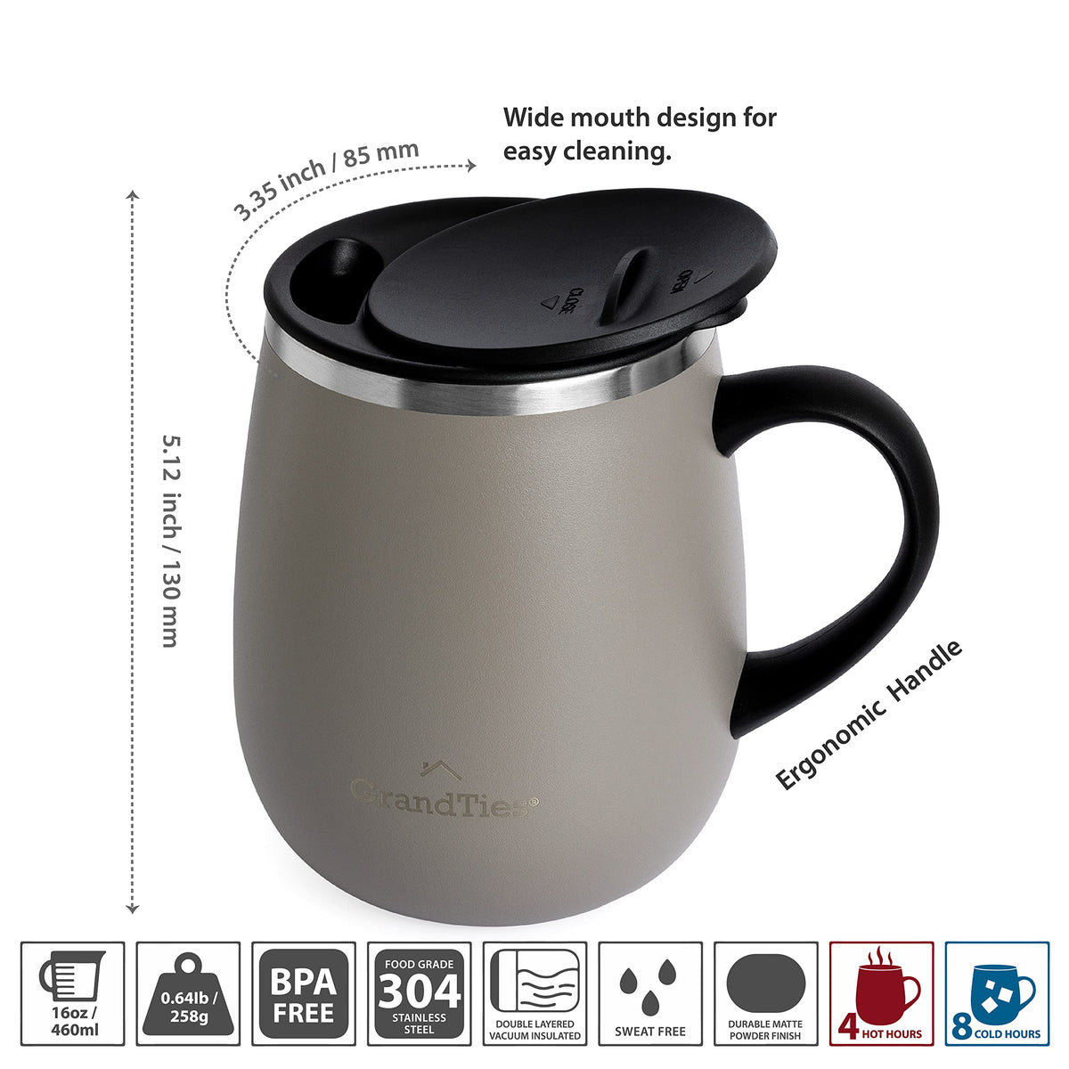 16 oz Insulated Stainless Steel Coffee Mug 2-Pack L5519