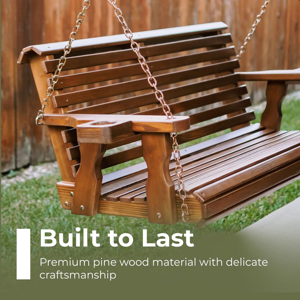 Heavy Duty 700 Lb Capacity Porch Swing with Cup Holders, 5 Foot Q16882