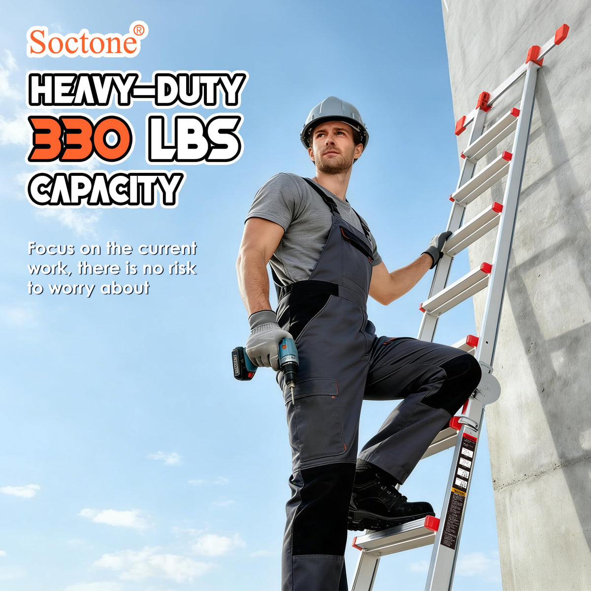 Telescoping Ladder, 22.5 Ft A Frame Anti-Slip Multi Position O937