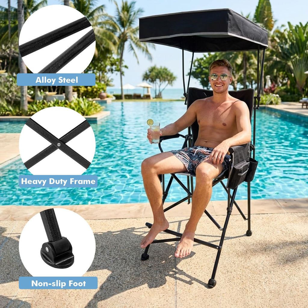 Oversized Folding Director Chair with Canopy and Footrest A4926